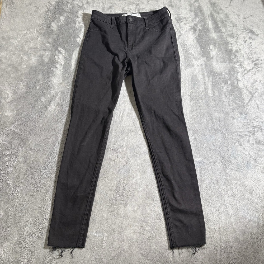 Hollister Black Curvy High-Rise Jean Jeggings Junior Size 7R 28x28 Distress Hem